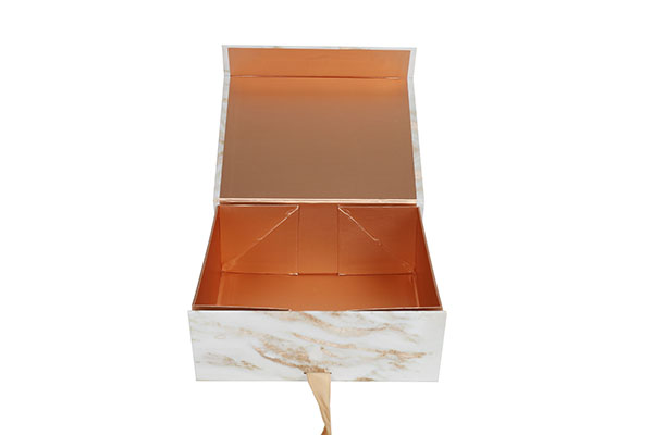 Square white ribbon closure souvenir wedding door packaging box marble gift box